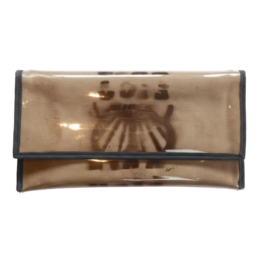 Transparent pouch with black border on a white background