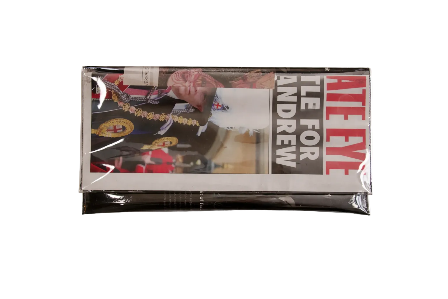 Clutch bag made from recycled newspaper with a chain strap 