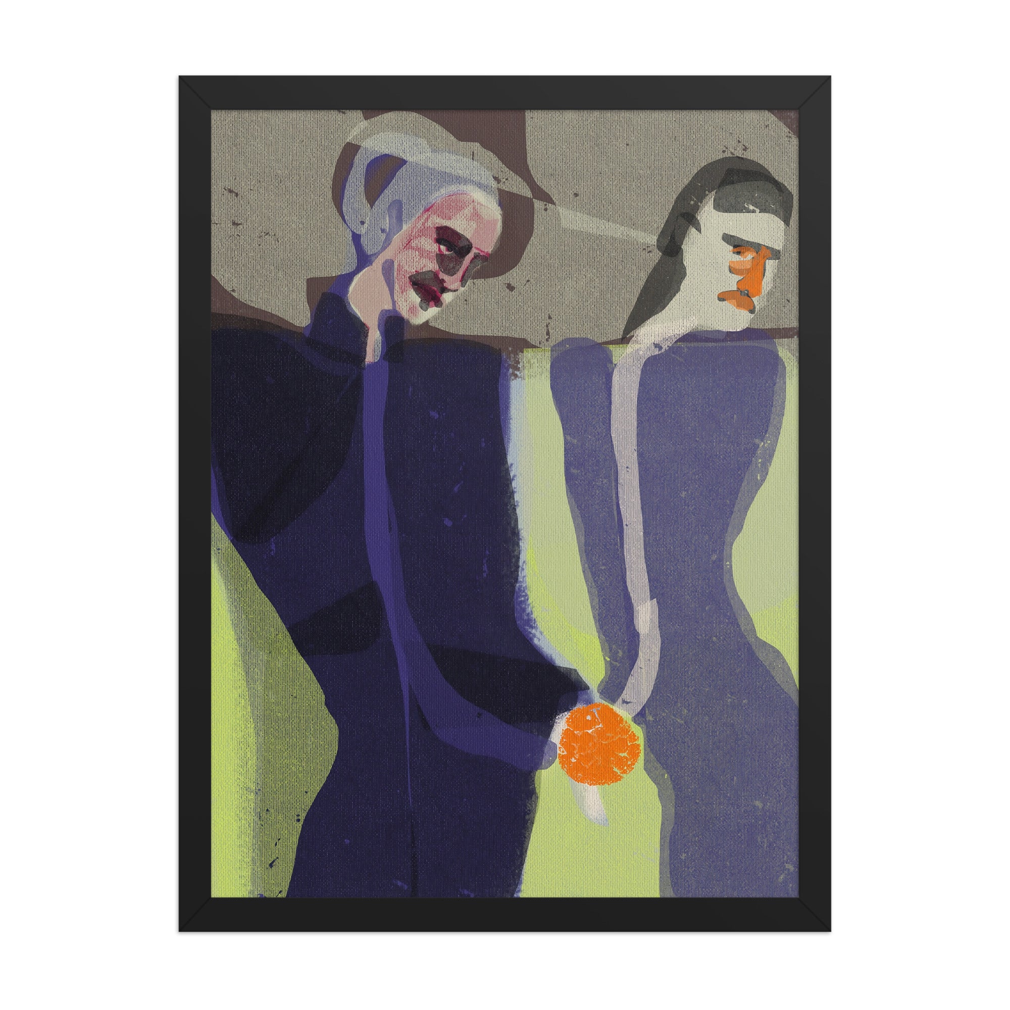 Illustration of two figures holding hands with a colorful object, set against a plain background.